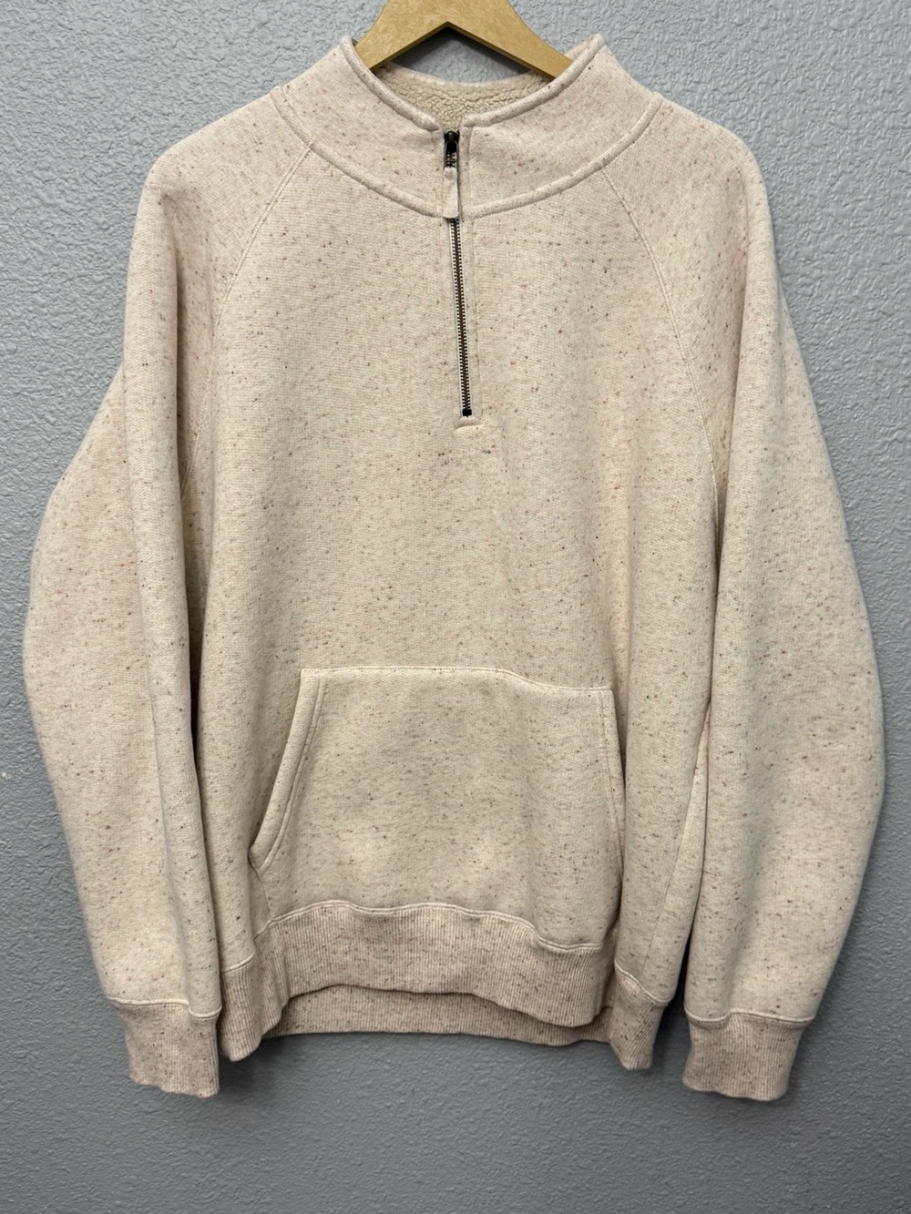 Flint and Tinder | Sherpa Lined Quarter Zip | Oatmeal | Size Large